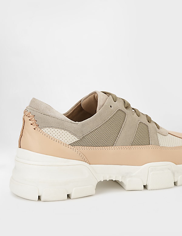 Pure Leather Plain Lace Up Sneakers