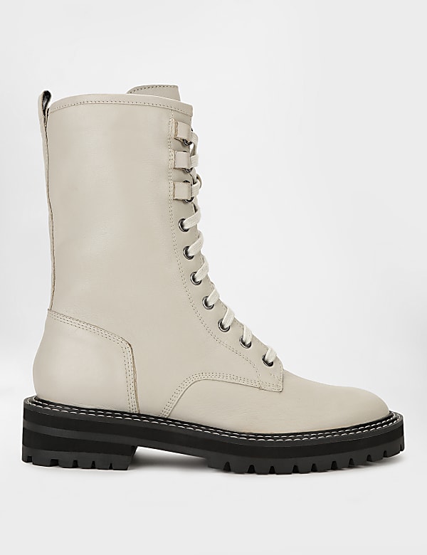Leather Lace Up Flat Boots