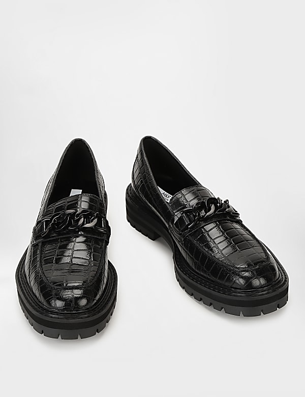 Pure Leather Textured Slip On Loafers