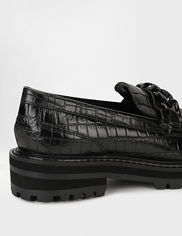 Pure Leather Textured Slip On Loafers