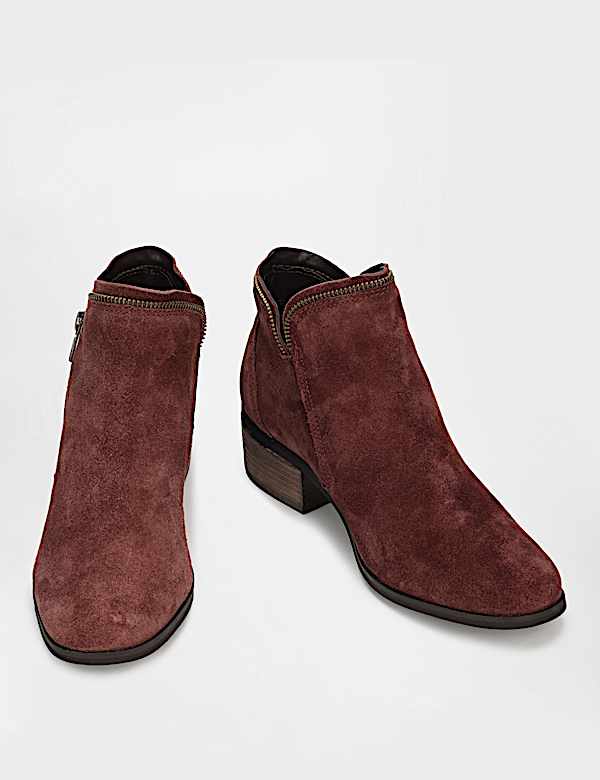 Leather Zipper Ankle Boots
