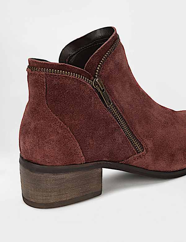 Leather Zipper Ankle Boots