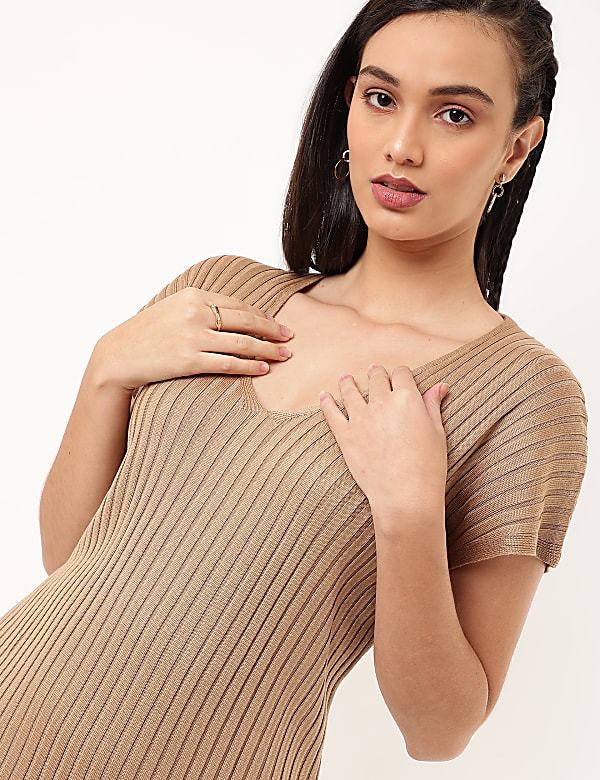 Viscose Mix Striped Knitted Dress