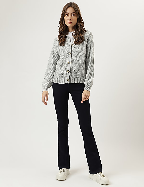 Spread Collar Button Front Cardigan