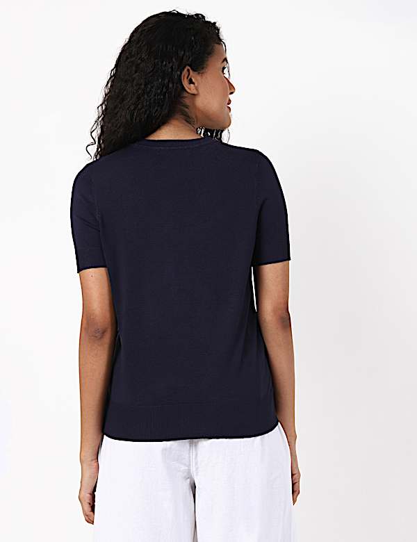 Knitted Crew Neck Short Sleeve Top
