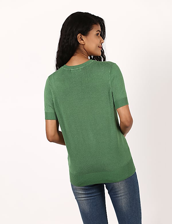 Knitted Crew Neck Short Sleeve Top