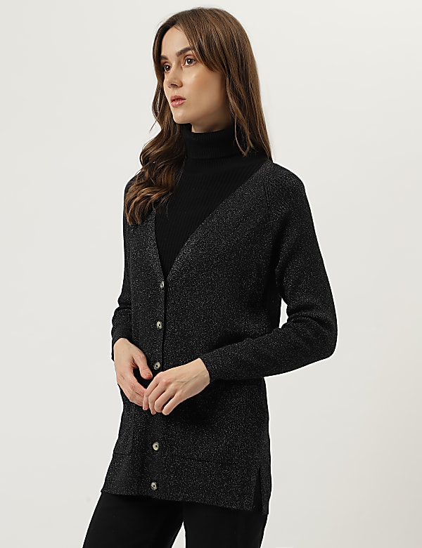 Sparkly Longline Boyfriend Cardigan - PL