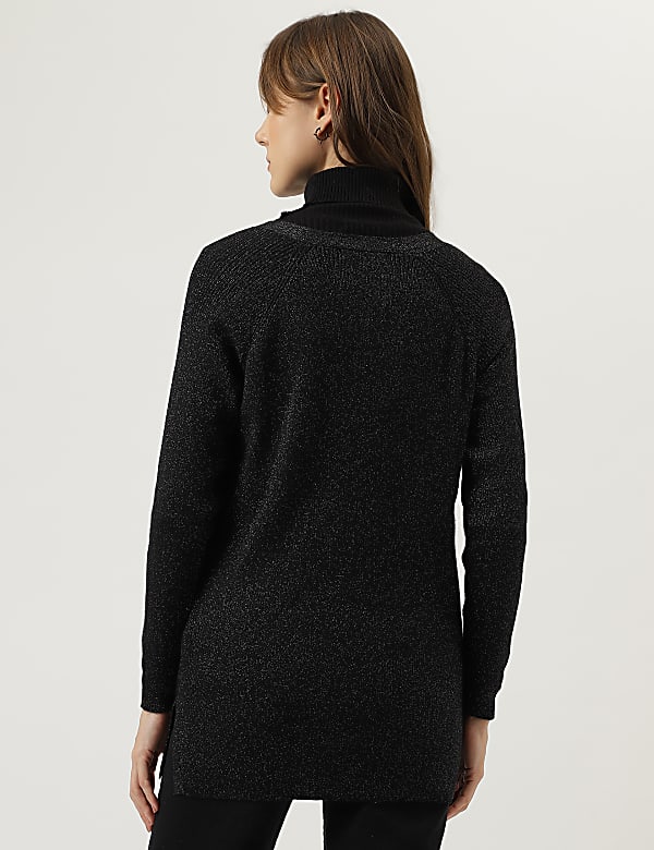 Sparkly Longline Boyfriend Cardigan - PL