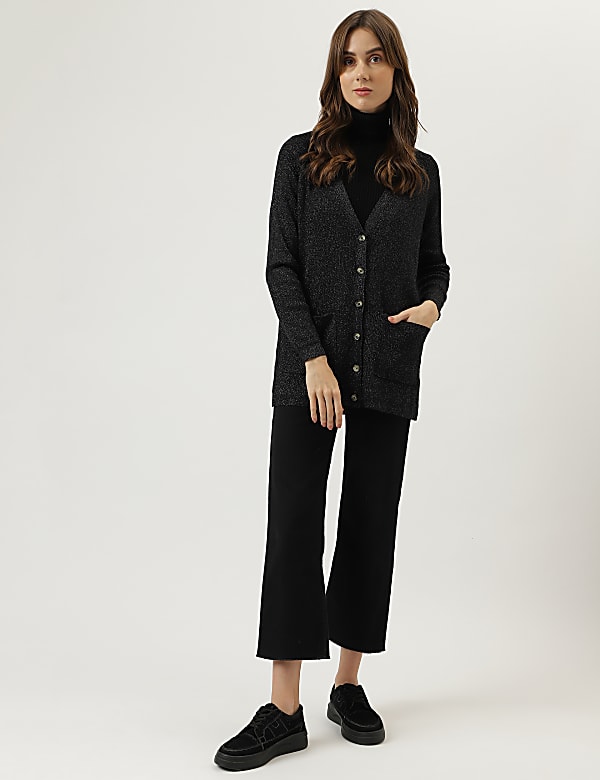 Sparkly Longline Boyfriend Cardigan - PL