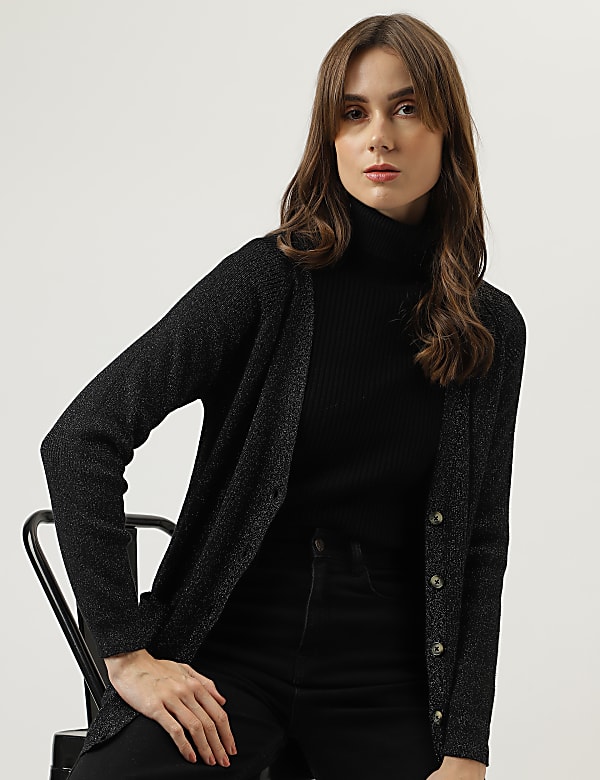 Sparkly Longline Boyfriend Cardigan - PL