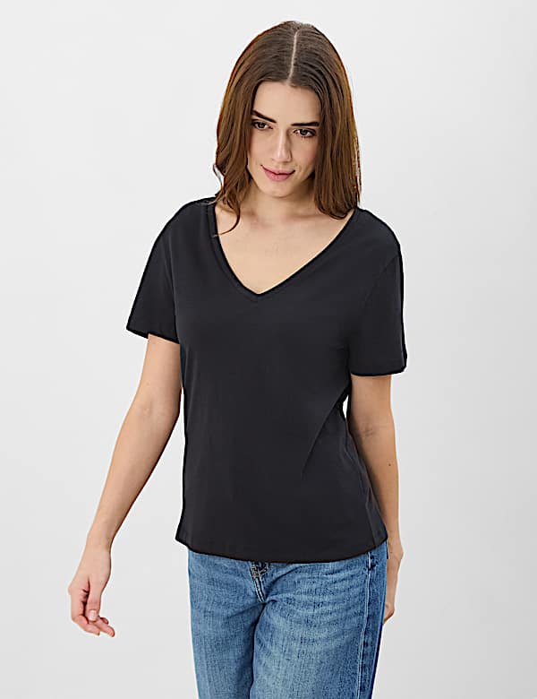 Pure Cotton V Neck T-Shirt