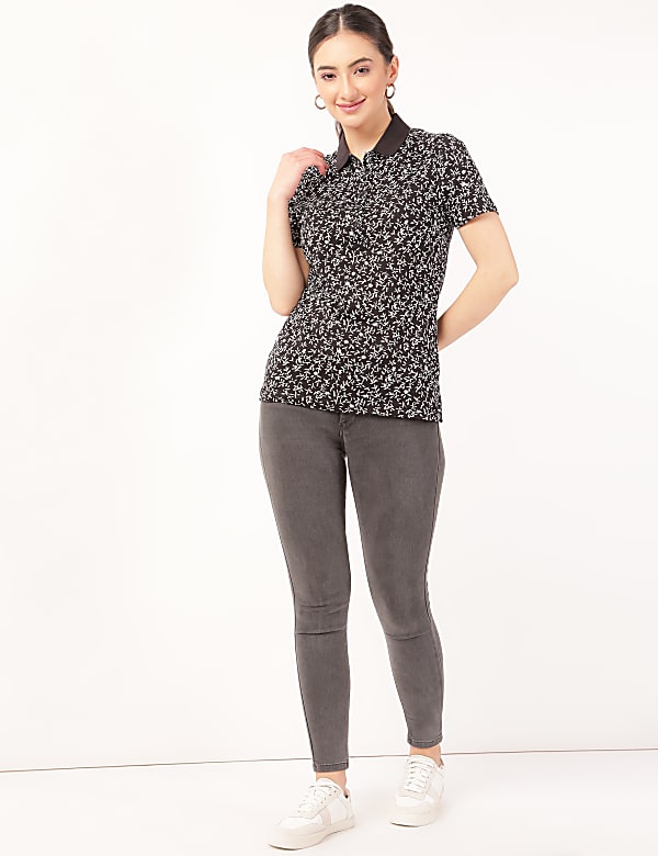 Pure Cotton Printed Collar Neck T-Shirt