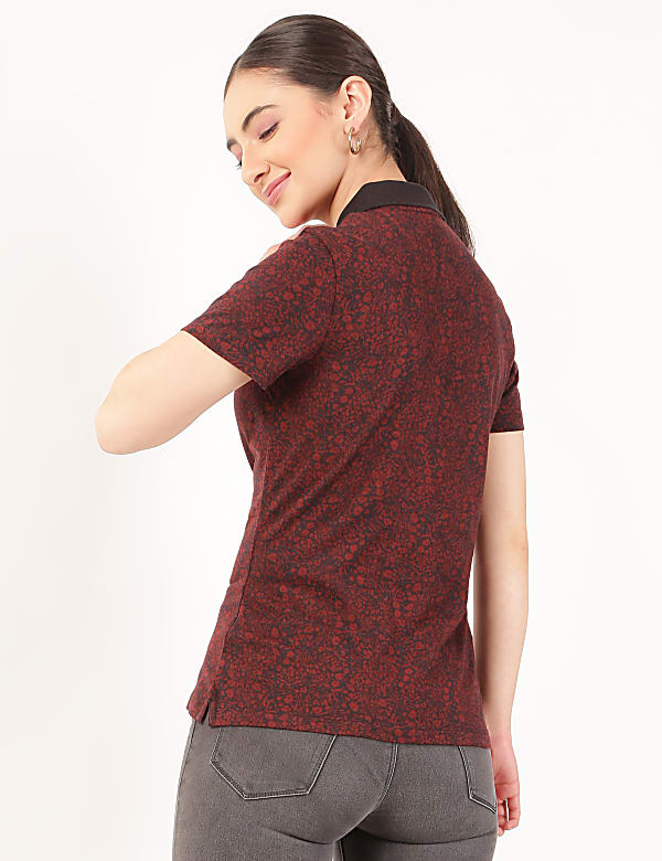 Pure Cotton Printed Collar Neck T-Shirt