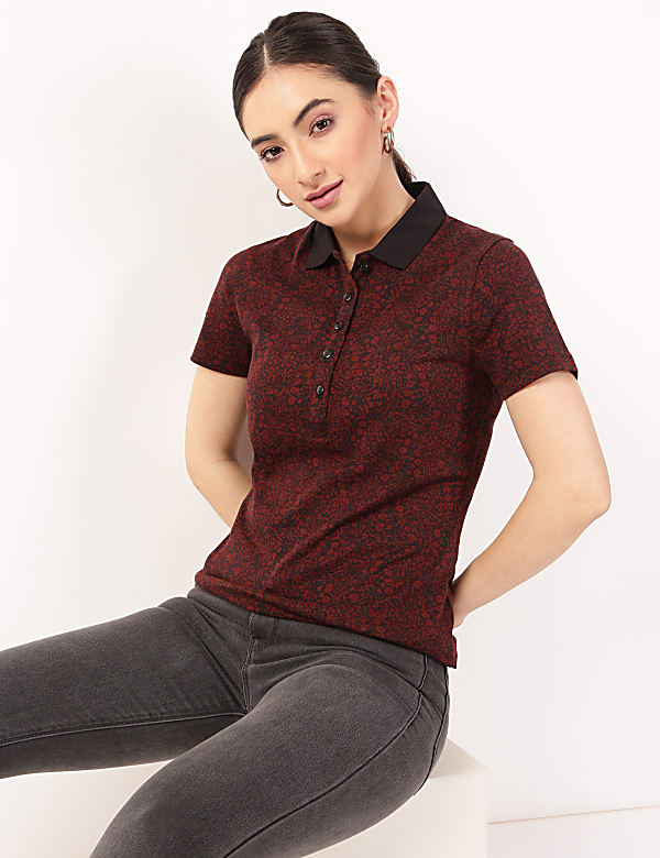 Pure Cotton Printed Collar Neck T-Shirt