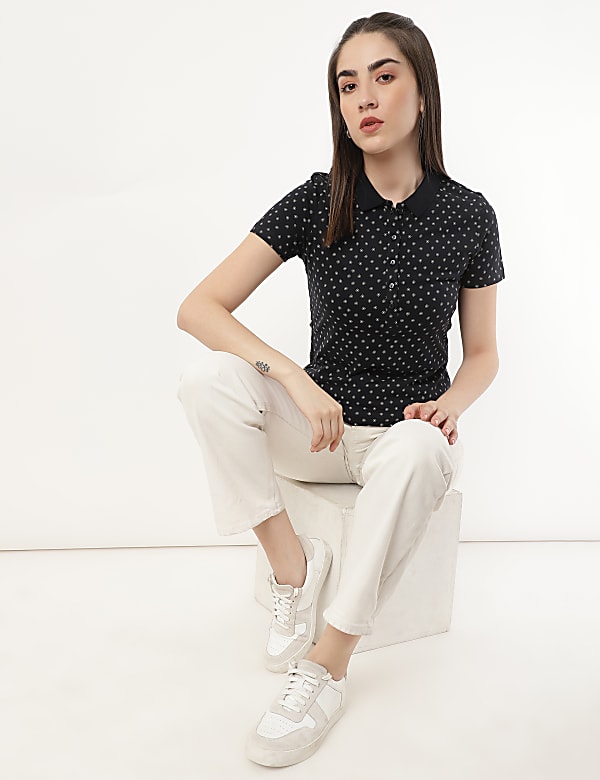 Pure Cotton Bandhni Polo Collar Polo Tshirt