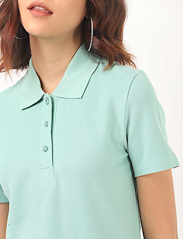 Pure Cotton Plain Polo Neck T-Shirt