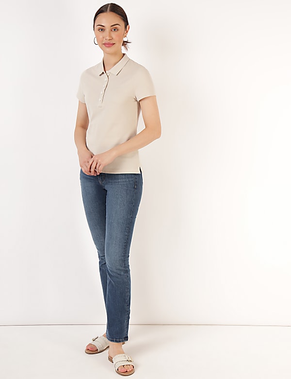 Pure Cotton Plain Polo Neck T-Shirt