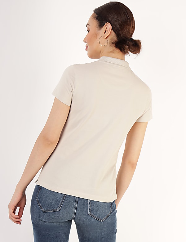 Pure Cotton Plain Polo Neck T-Shirt