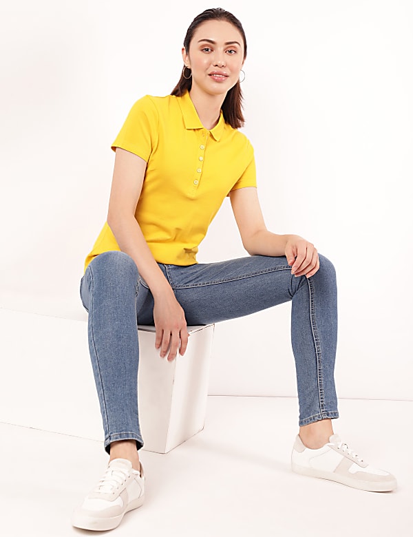 Pure Cotton Plain Polo Neck T-Shirt