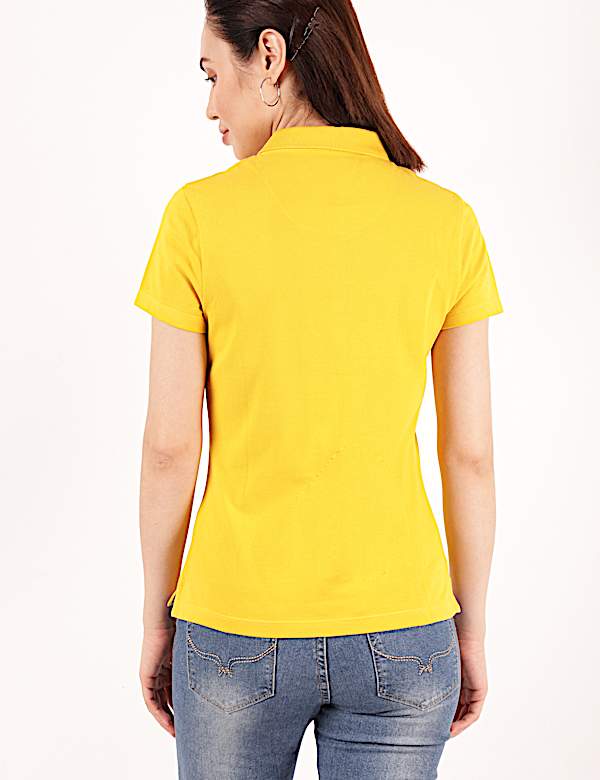 Pure Cotton Plain Polo Neck T-Shirt
