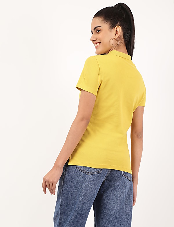 Pure Cotton Plain Polo Collar T-Shirt