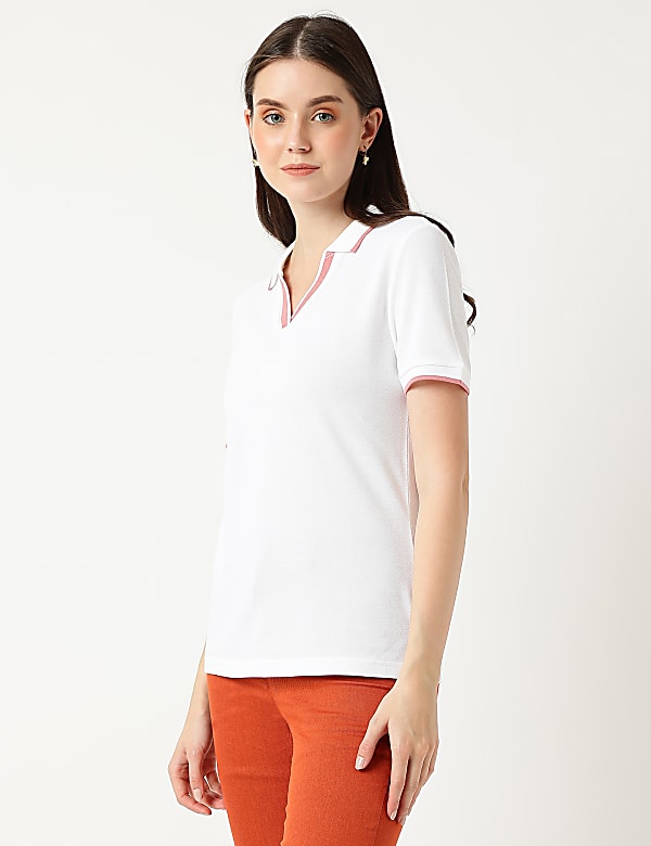 Pure Cotton Polo Neck T-Shirt