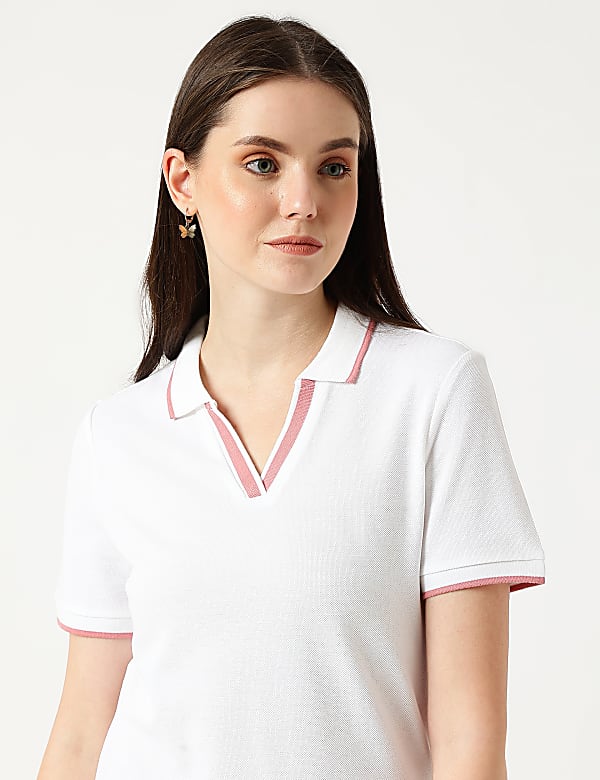 Pure Cotton Polo Neck T-Shirt
