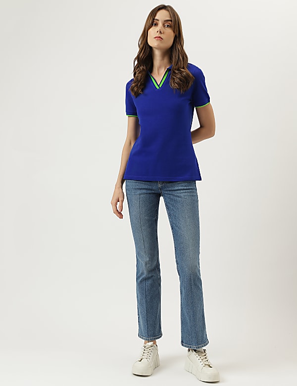 Pure Cotton Polo Neck T-Shirt