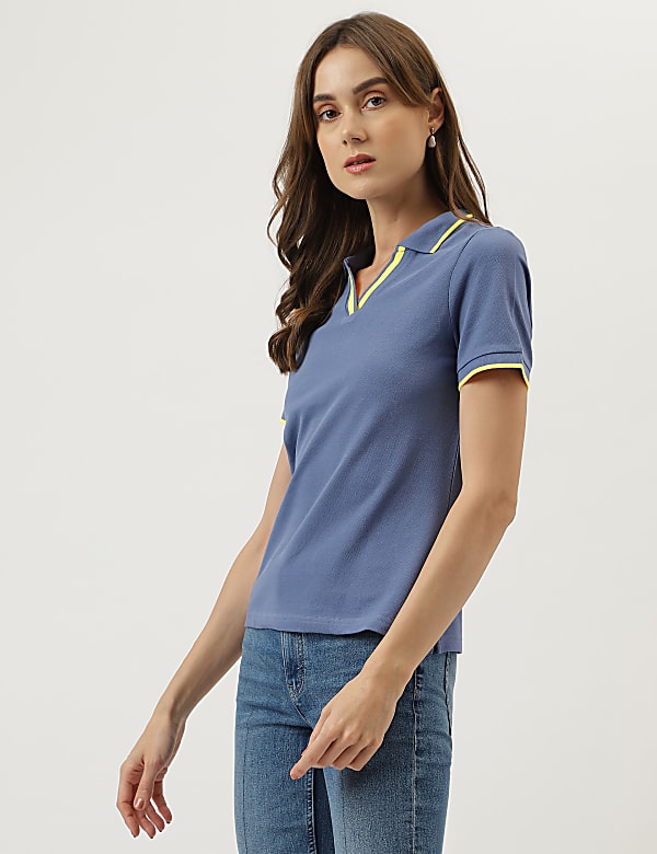 Pure Cotton Polo Neck T-Shirt