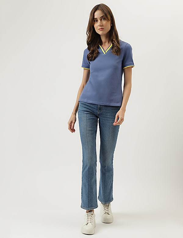Pure Cotton Polo Neck T-Shirt