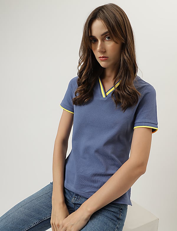 Pure Cotton Polo Neck T-Shirt