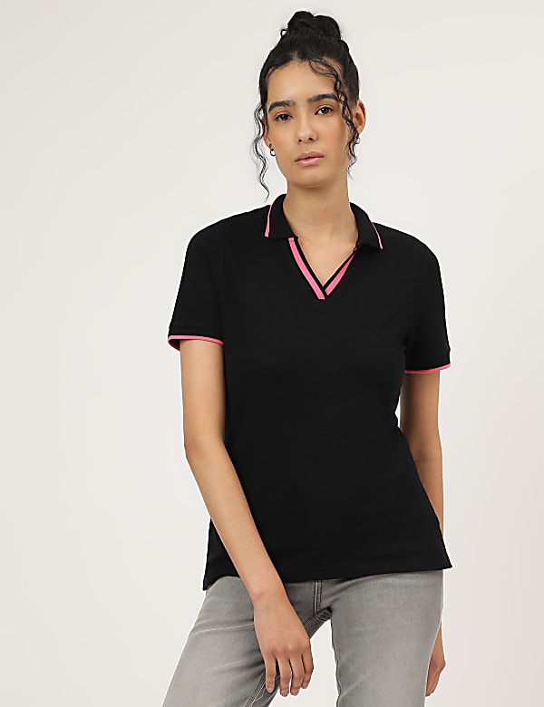 Pure Cotton Polo Neck T-Shirt