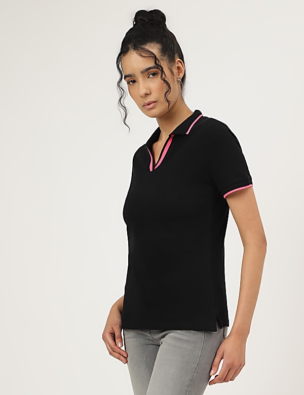 Pure Cotton Polo Neck T-Shirt