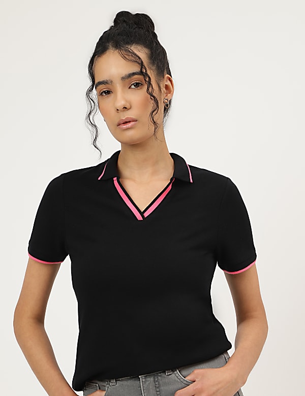 Pure Cotton Polo Neck T-Shirt