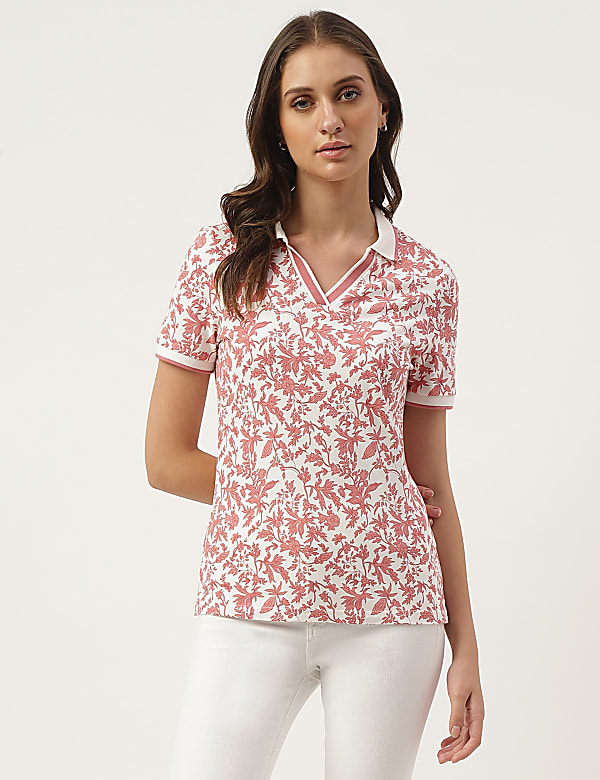 Pure Cotton Printed Polo T-Shirt