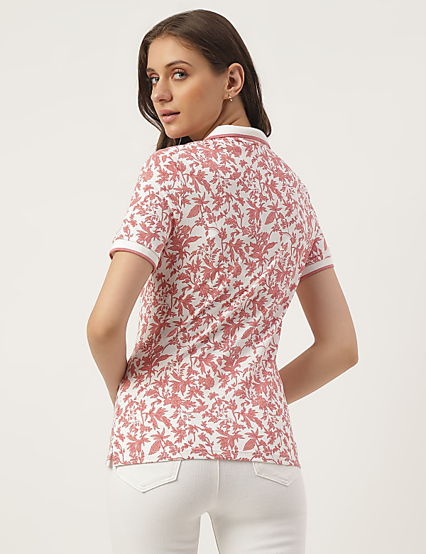 Pure Cotton Printed Polo T-Shirt