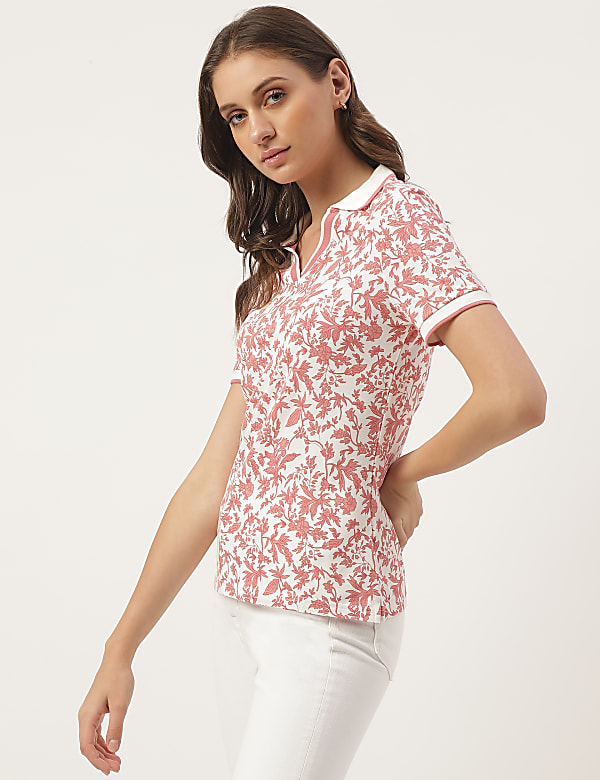 Pure Cotton Printed Polo T-Shirt