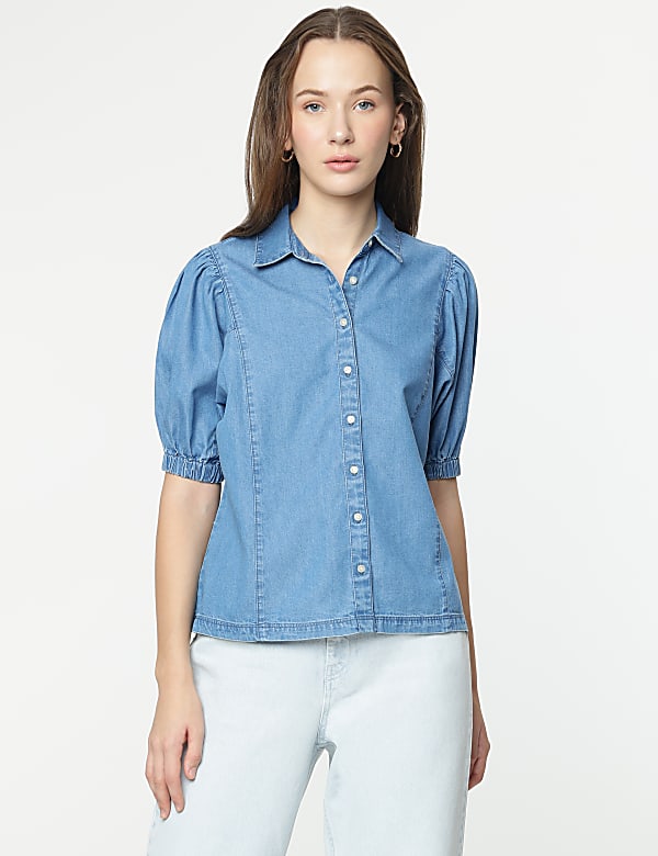 Cotton Rich Plain Spread Collar Shirt