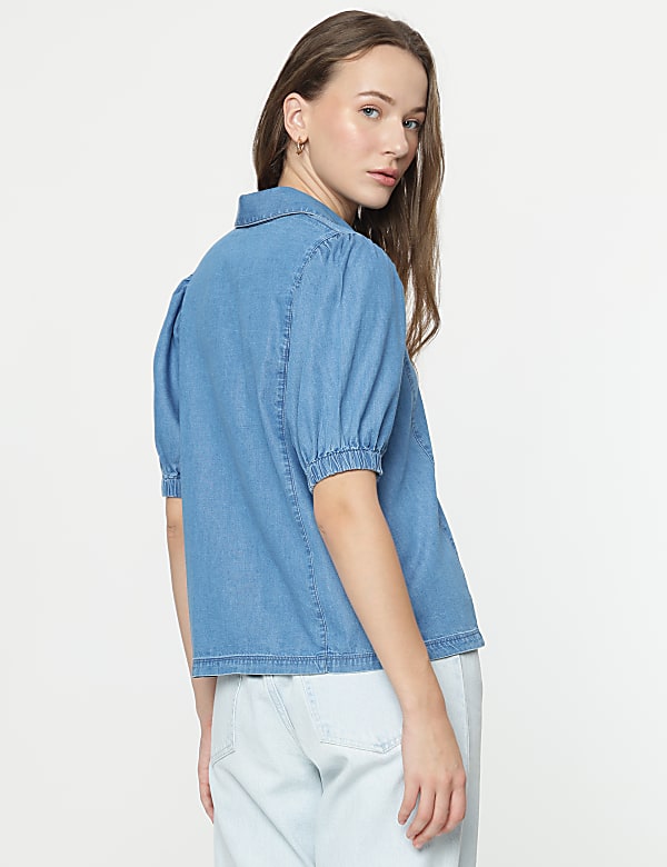 Cotton Rich Plain Spread Collar Shirt