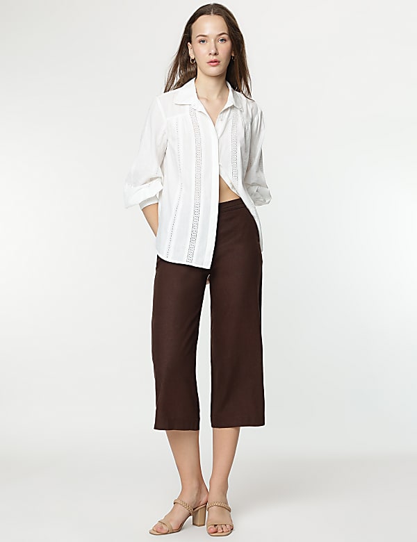 Cotton Rich Embroidery Spread Collar Shirt