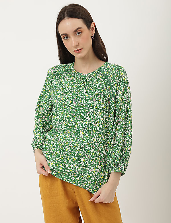 Pure Cotton Printed Round Neck Top