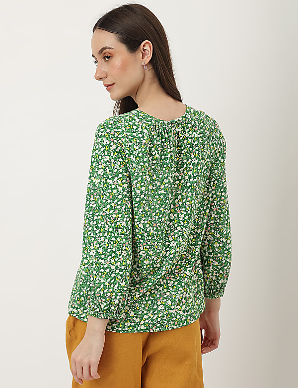 Pure Cotton Printed Round Neck Top