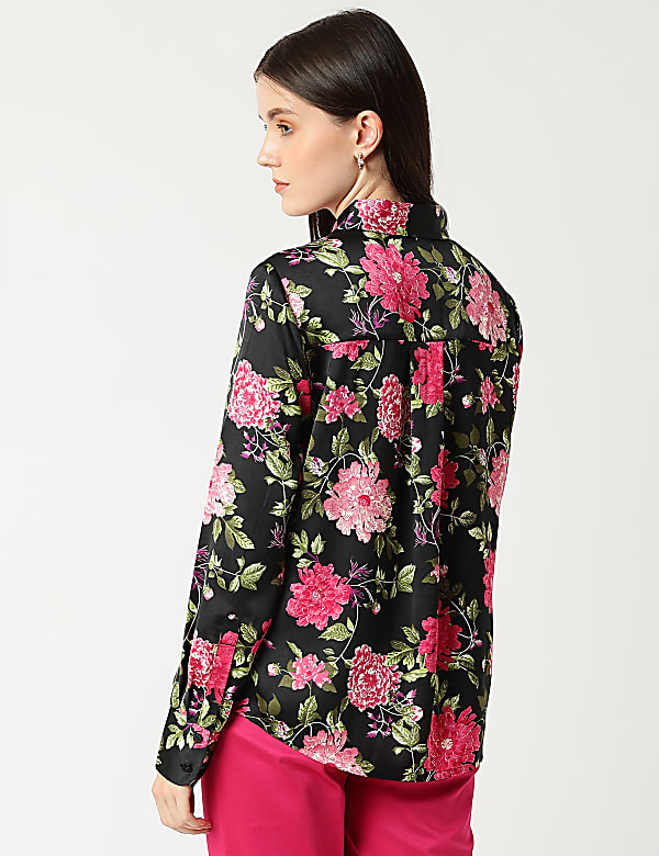 Satin Printed Collared Shirt
