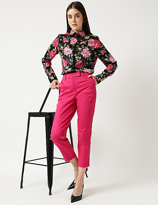 Satin Printed Collared Shirt