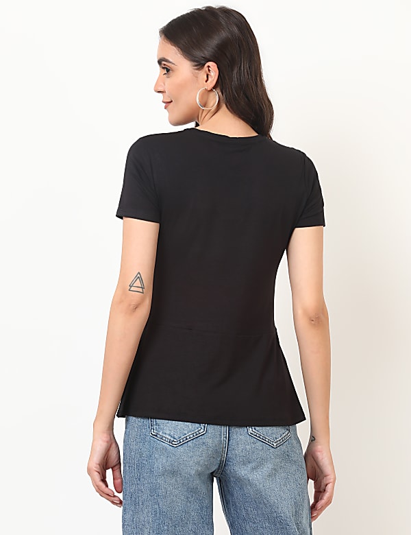 Viscose Mix Plain Round Neck Top