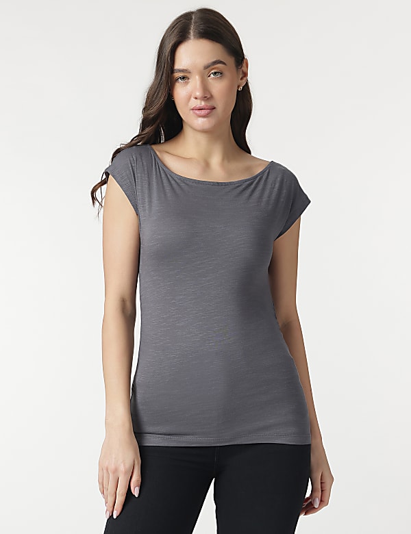 Cotton Rich Cap Sleeves Top