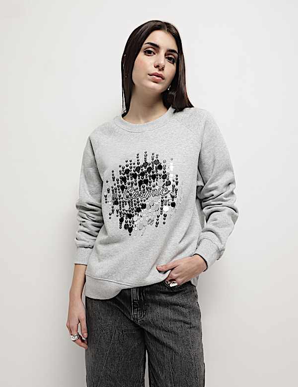 Pure Cotton Embellished Sweatshirt
