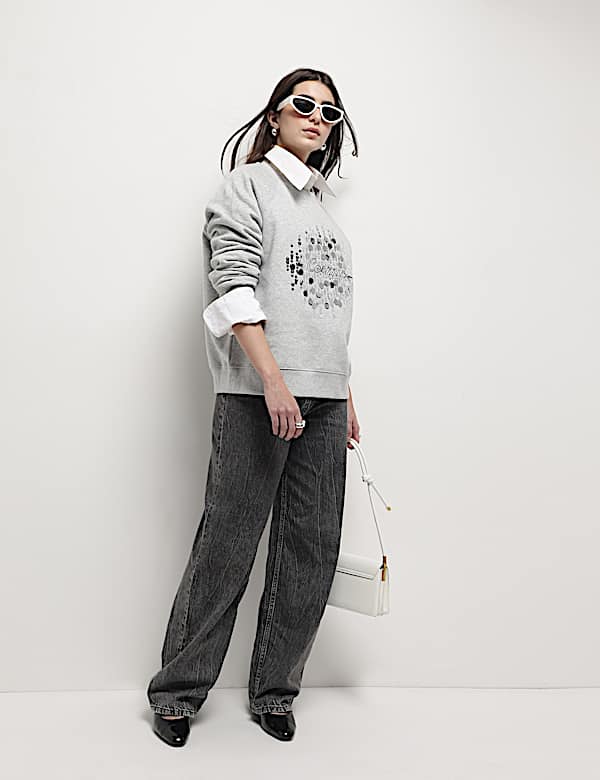 Pure Cotton Embellished Sweatshirt