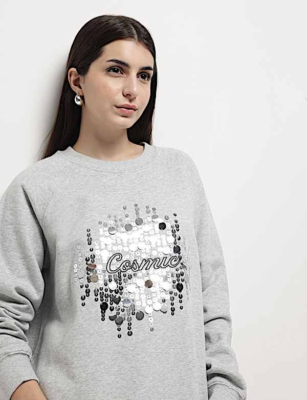 Pure Cotton Embellished Sweatshirt