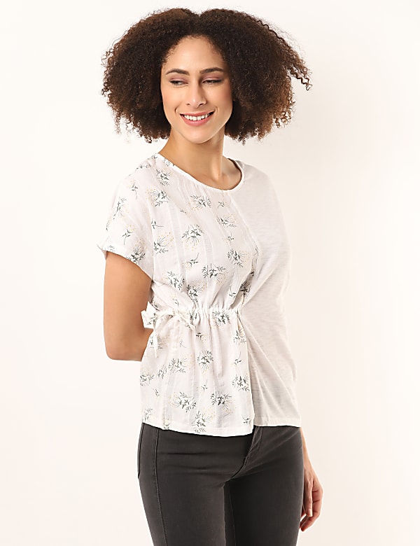 Pure Cotton Printed Round Neck Top